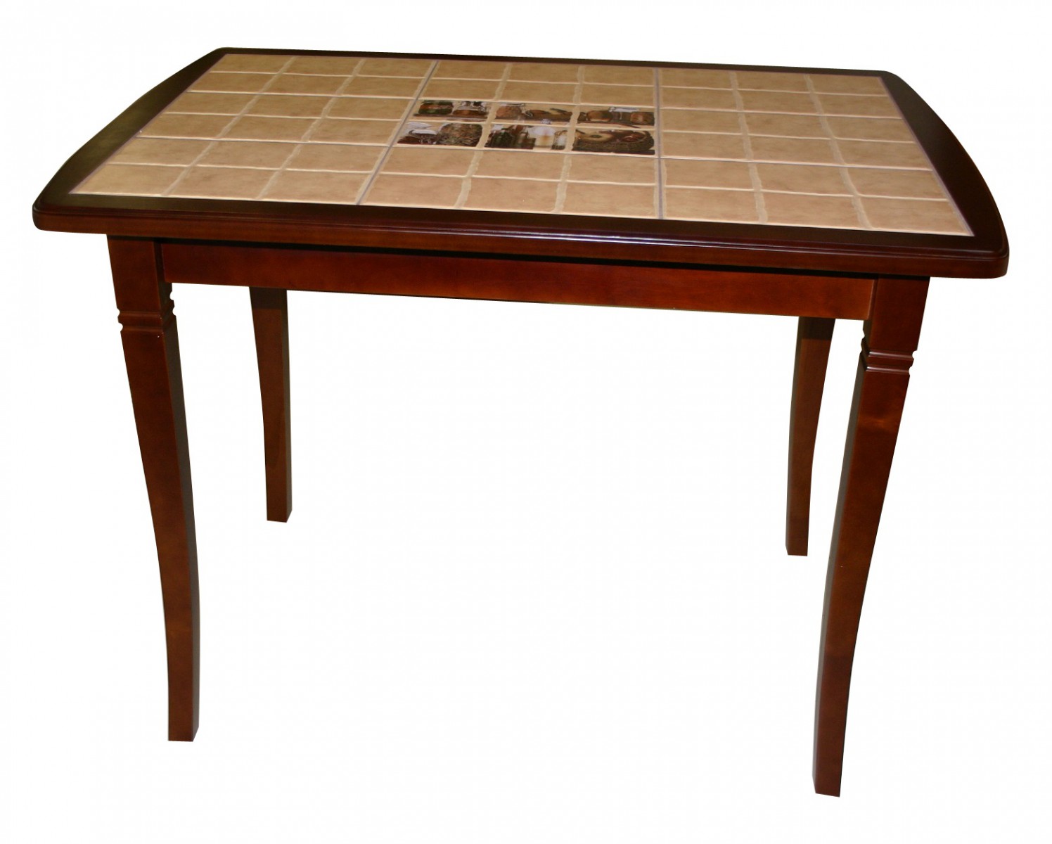 деревянный стол с плиткой на столешнице